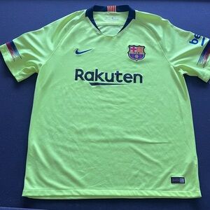 Nike FC Barcelona Neon Yellow Away Jersey - Rakuten 2018 size XL NEW #A-5